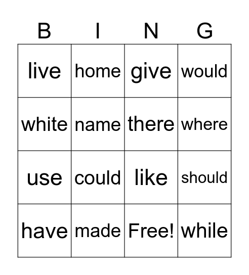 word list module 5 Bingo Card