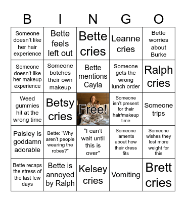 Kelsey’s Wedding Day Bingo Card