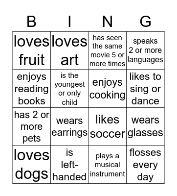 Find Someone Who.... Bingo Card