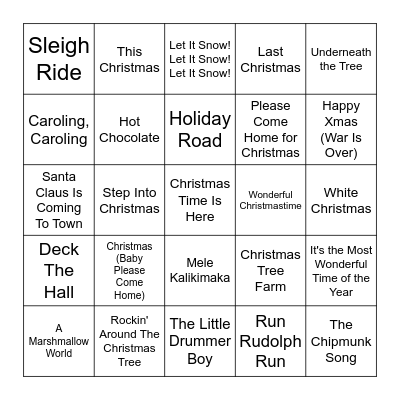The Most Wonderful Time of the Year Bingo Card
