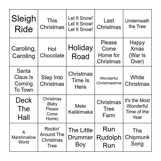 The Most Wonderful Time of the Year Bingo Card