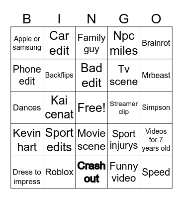 YouTube Bingo Card