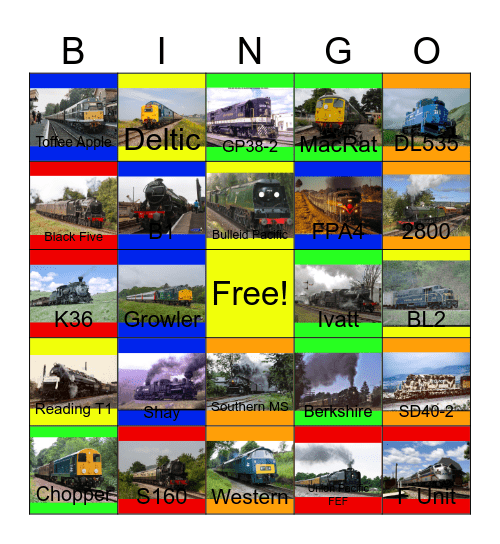 Railway Lines that I would like to ride one day since Saint Ambrose is closed during the summertime Bingo Card