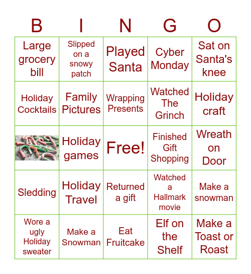 Holiday Experiences Bingo Card
