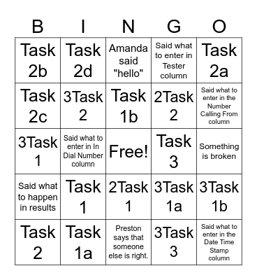 Phone Testing BINGO Card