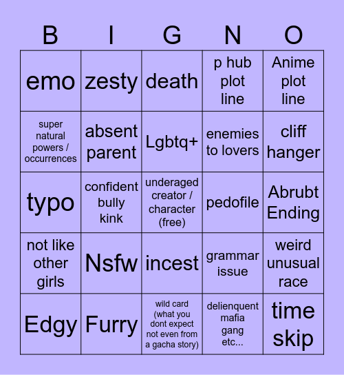 gacha life bingo Card