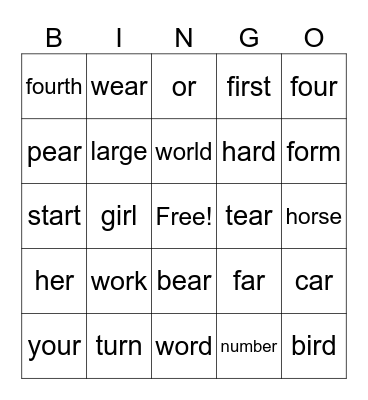 word list module 10 Bingo Card