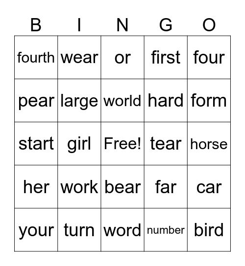 word list module 10 Bingo Card