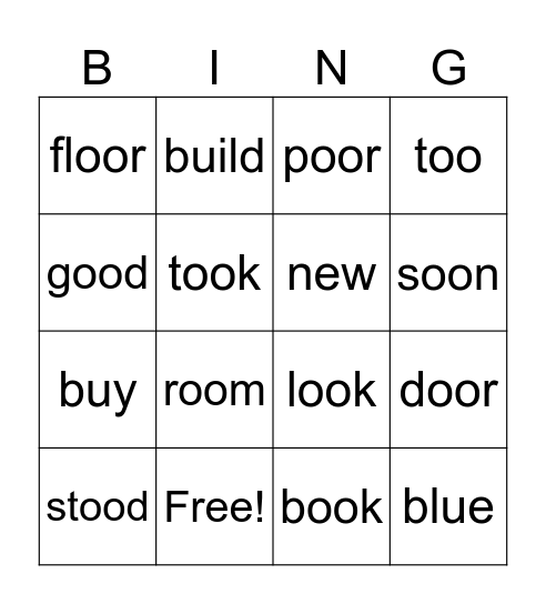 word list 11 Bingo Card