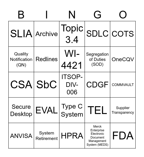 DDQ BINGO Card