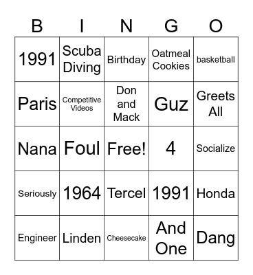 60th Bingo Card