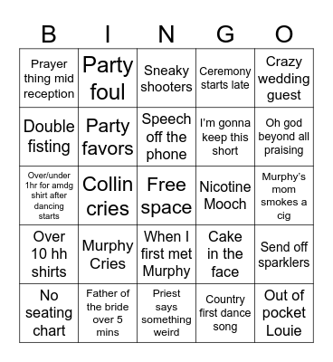 Wedding Bingo Card