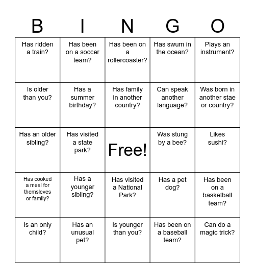 Can you find someone who Bingo Card