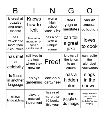 Find someone who... Bingo Card