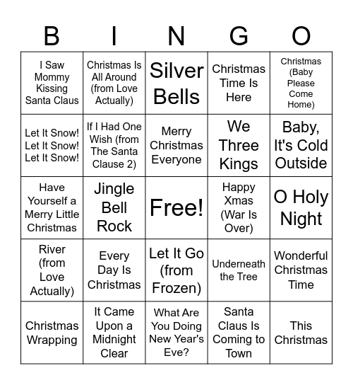 Holiday Bingo Card