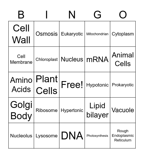 Cells Bingo Card