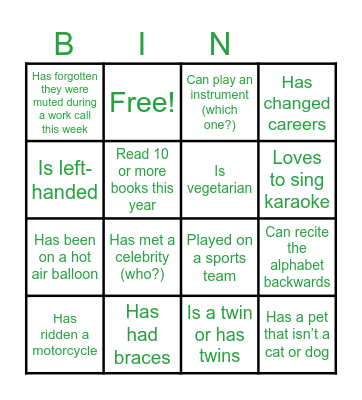 Team Building Dec 2024 Bingo Card