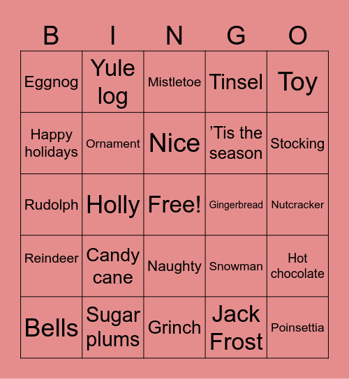 Happy Holidays Bingo Card