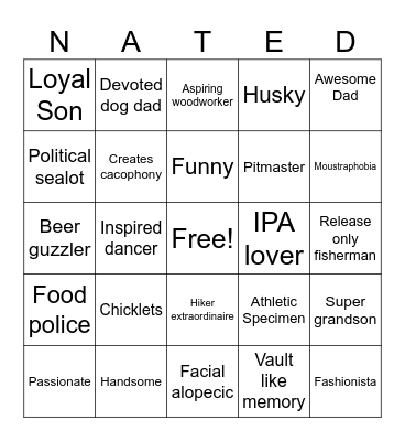 Nate D Bingo Card