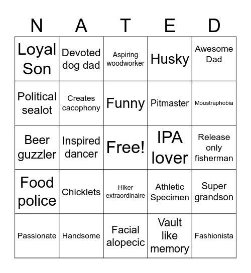 Nate D Bingo Card