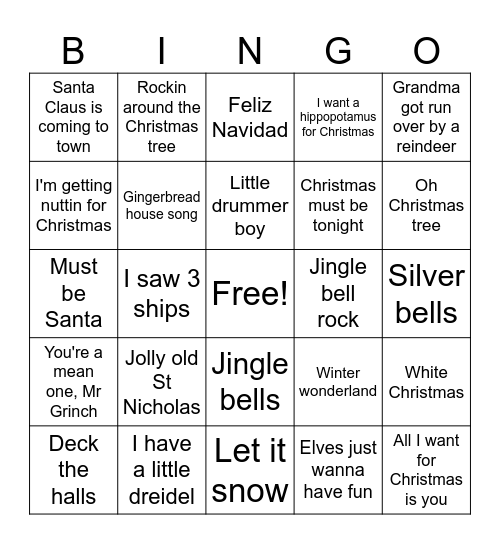Music Bingo Card