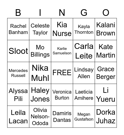 Golden State Valkyries Bingo Card