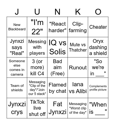 Siege Clips (by Centi) V2 Bingo Card