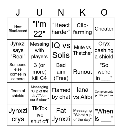 Siege Clips (by Centi) V2 Bingo Card