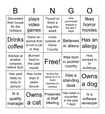 Find Someone who... Bingo Card