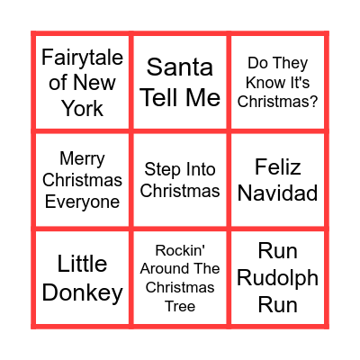 Bangerz Chrimbo Bingo Card