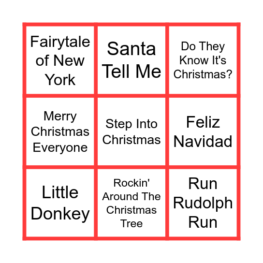 Bangerz Chrimbo Bingo Card