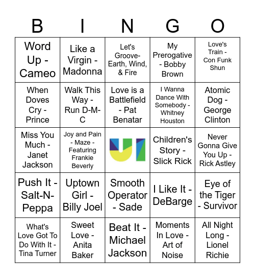 80's Music Bingo Card