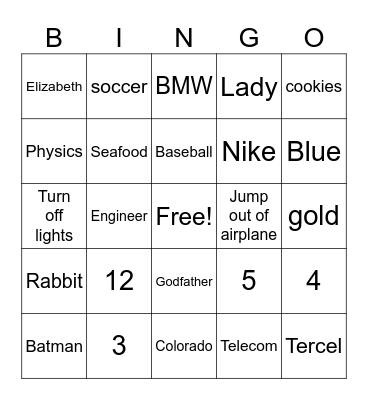 60th Birthday Bingo Card