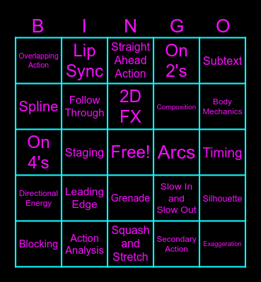 Arcane AnimBingo Card