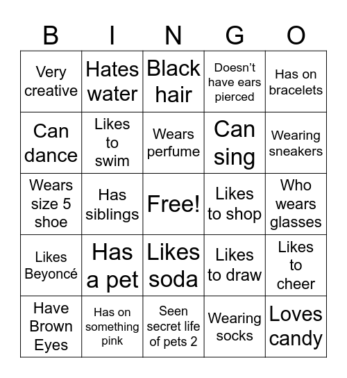 Get to know!  Bingo Card