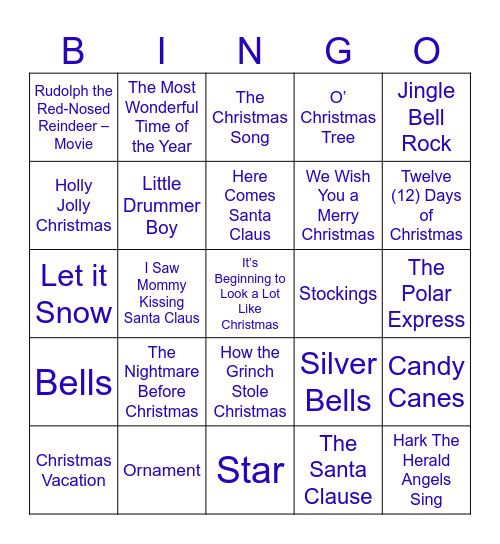 Holiday Bingo Card