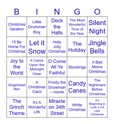 Holiday Bingo Card