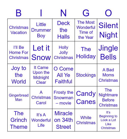 Holiday Bingo Card