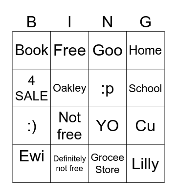 Goo bingo Card