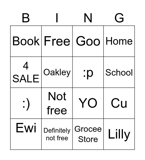 Goo bingo Card