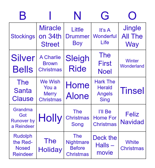 Holiday Bingo Card