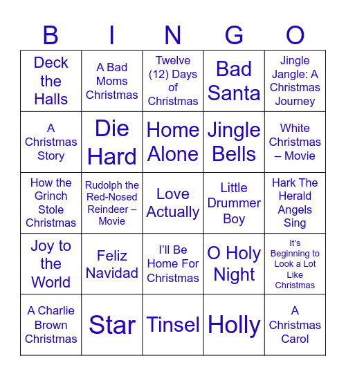 Holiday Bingo Card