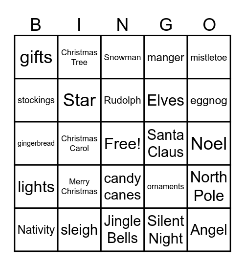 Christmas Bingo Card