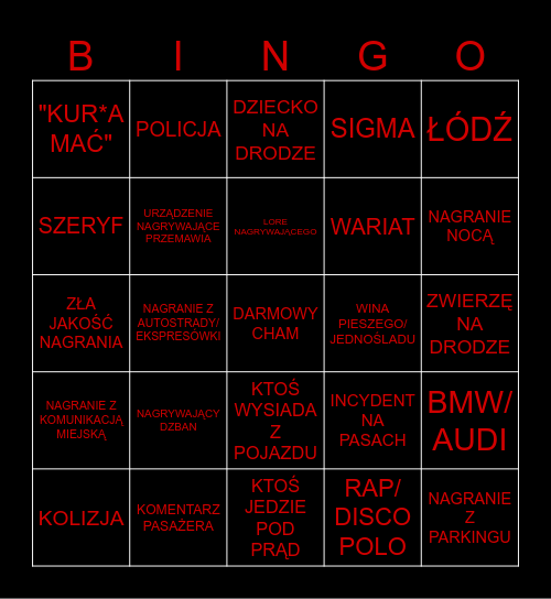 STOP CHAM BINGO Card