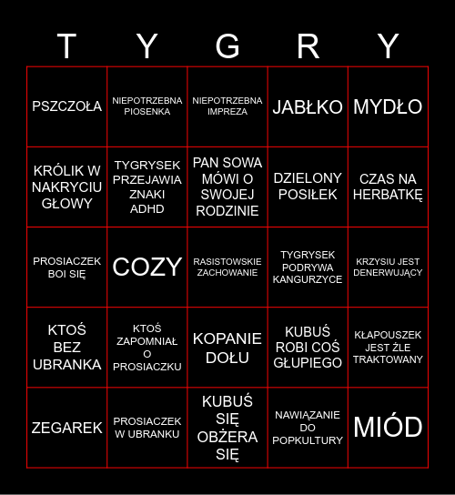 KUBUSIOWE BINGO Card