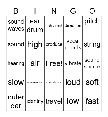 Sound Bingo Card
