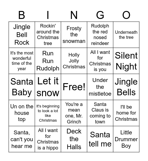 Merry Christmas Bingo Card