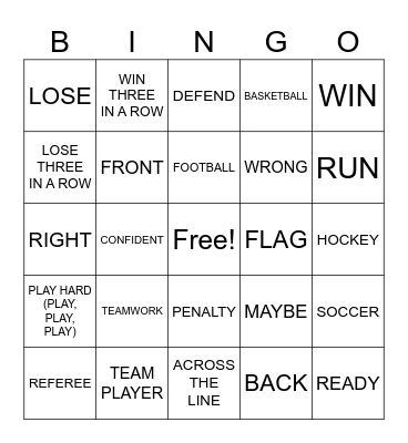 SPORTS SIGN VOCABULARY II Bingo Card