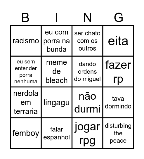 mizuki bingo Card