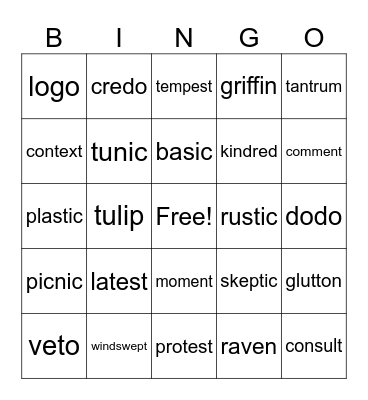 2-syllable words with open and closed syllables Bingo Card